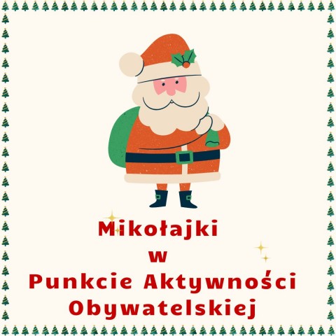 Obrazek Mikołaja w Punkcie Aktywności Obywatelskiej
