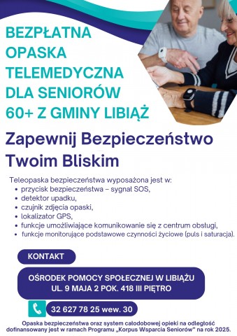 plakt informacyjny o opaskach telemedycznych w ramach programu "Korpus wsparcia seniorów" na rok 2025