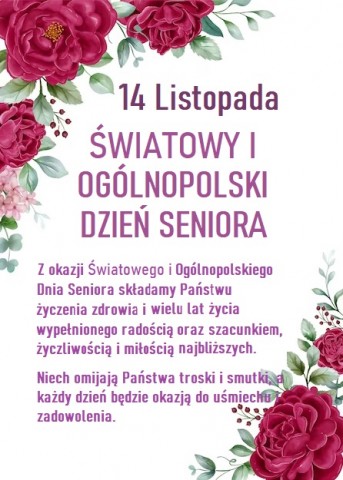 Życzenia zokazji Światowego i Ogólnopolskiego Dnia Seniora