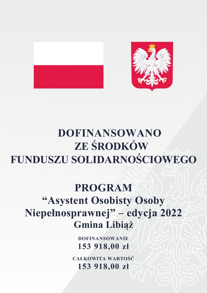 Plakat informacyjny Asystent osobisty osoby niepełnosprawnej edycja 2022